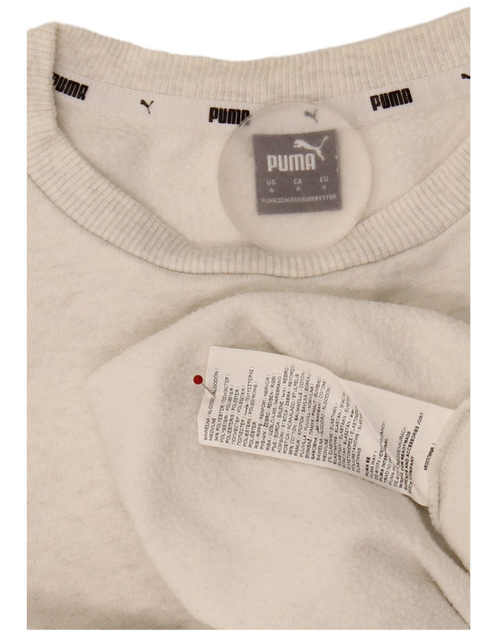 Puma moletom feminino gráfico oversized jumper UK 10 pequeno algodão cinza