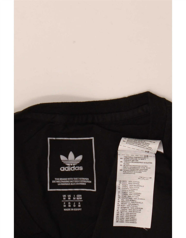 Adidas Mens Camiseta Top Médio Algodão Preto
