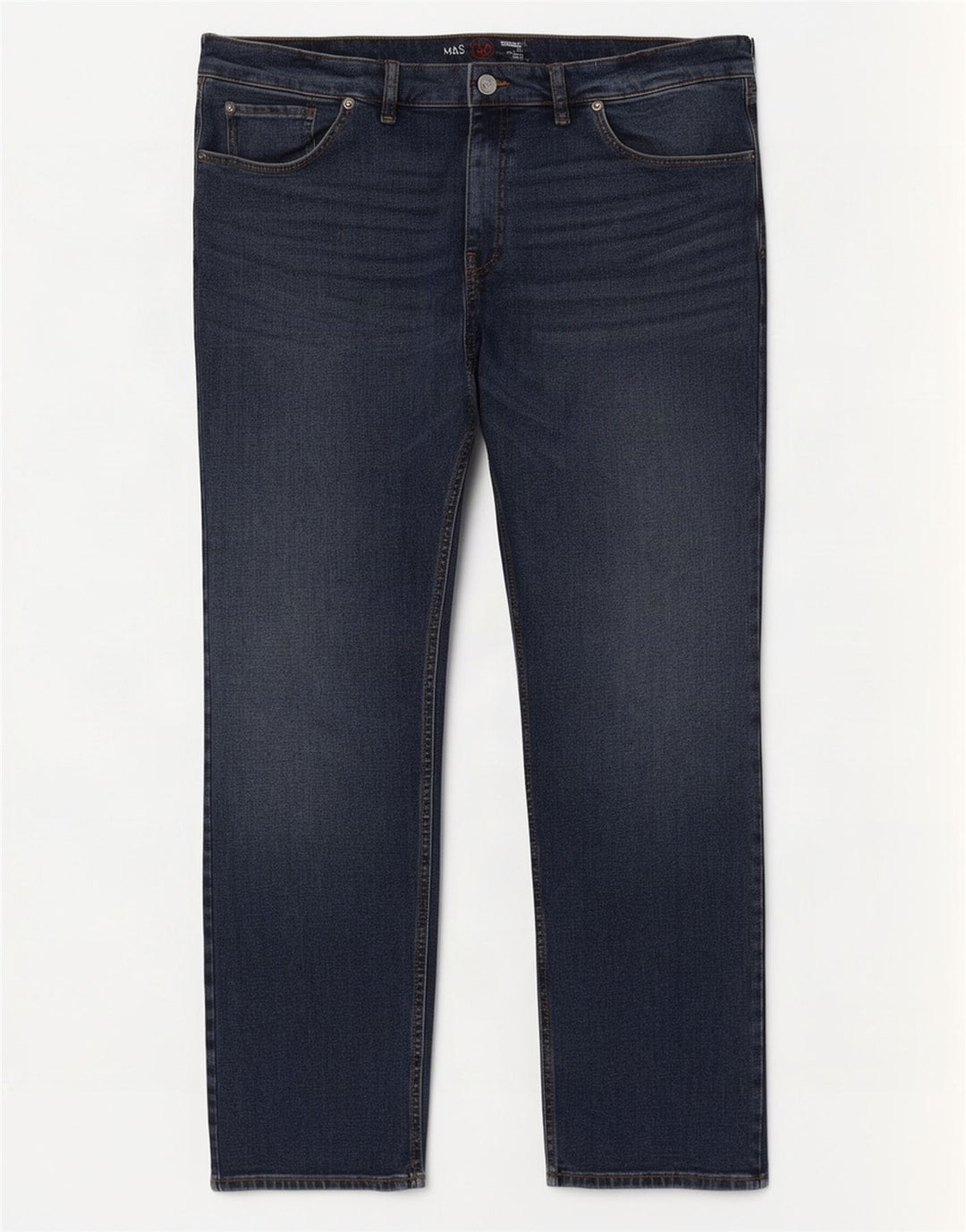 Calça jeans reta regular masculina Marks & Spencer W42 L31 algodão azul marinho