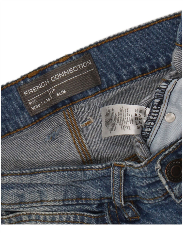 French Connection Masculino Slim Jeans W30 L30 Azul Algodão