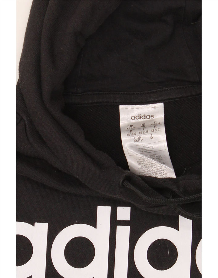ADIDAS Womens Oversized Graphic Hoodie Jumper UK 4/6 XS Preto