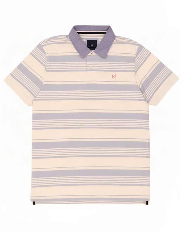 Crew Clothing Mens Polo Shirt Large Blue Striped Cotton