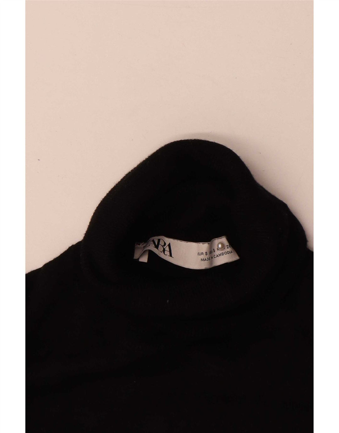 Zara Suéter feminino com gola redonda e gola redonda, preto pequeno, 10