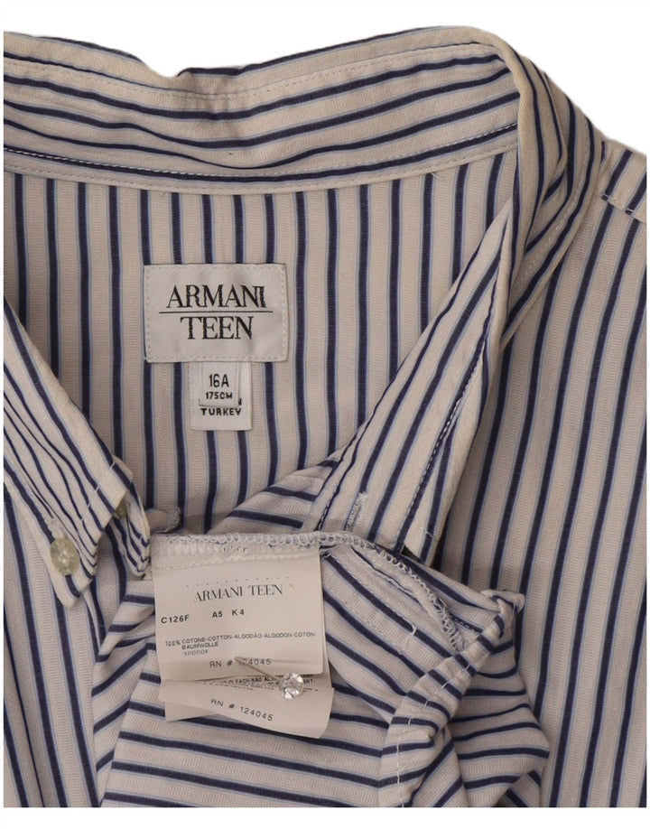 Camisa masculina Armani 15-16 anos algodão listrado branco