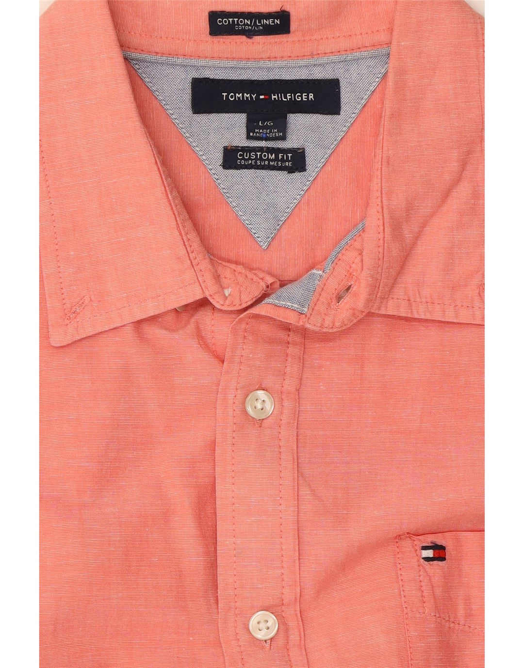 TOMMY HILFIGER Mens Custom Fit Shirt Large Red Cotton Vintage Tommy Hilfiger and Second-Hand Tommy Hilfiger from Messina Hembry 