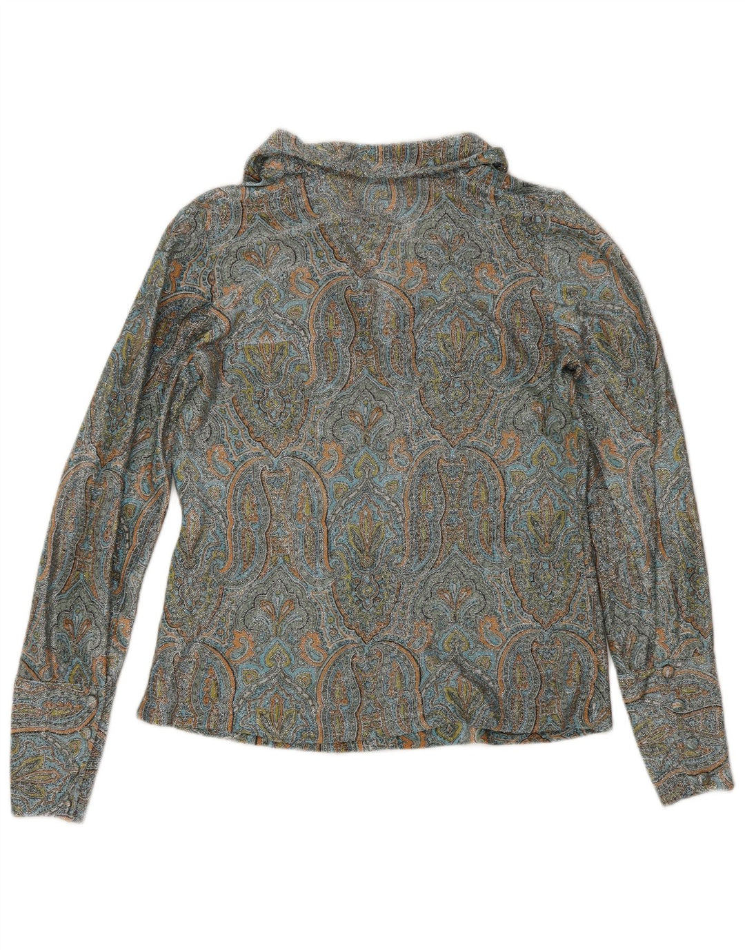Blusa feminina vintage IT 46 grande paisley multicolorida