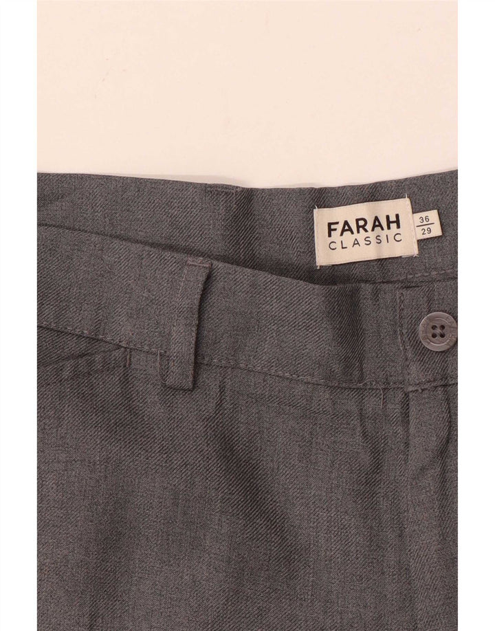 Farah Mens Classic Fit Calça Casual W36 L29 Poliéster Cinza