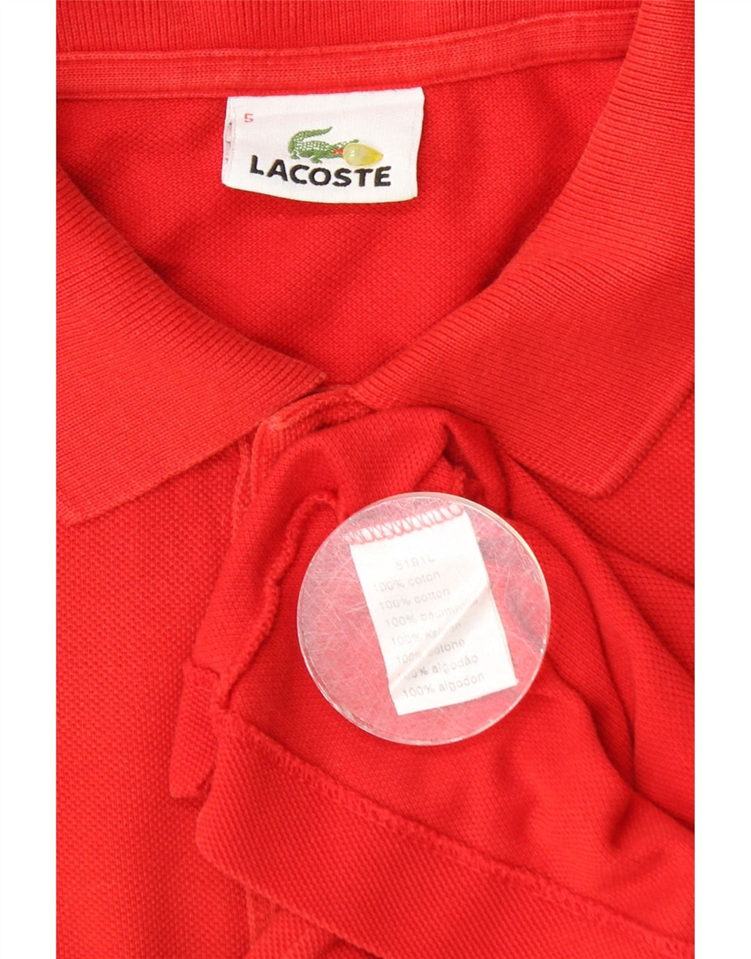 Camisa polo masculina Lacoste tamanho 5 grande algodão vermelho