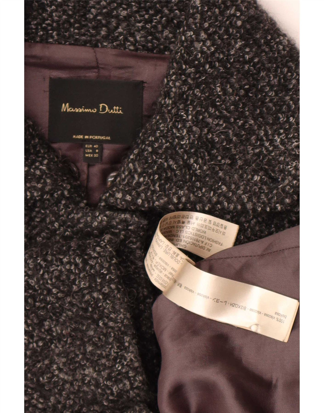 Sobretudo feminino Massimo Dutti EU 40 viscose manchada cinza médio
