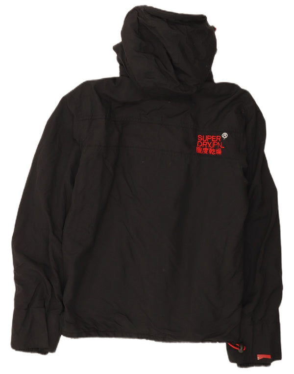 Jaqueta corta-vento feminina Superdry com capuz gráfico Reino Unido 14 médio preto nylon