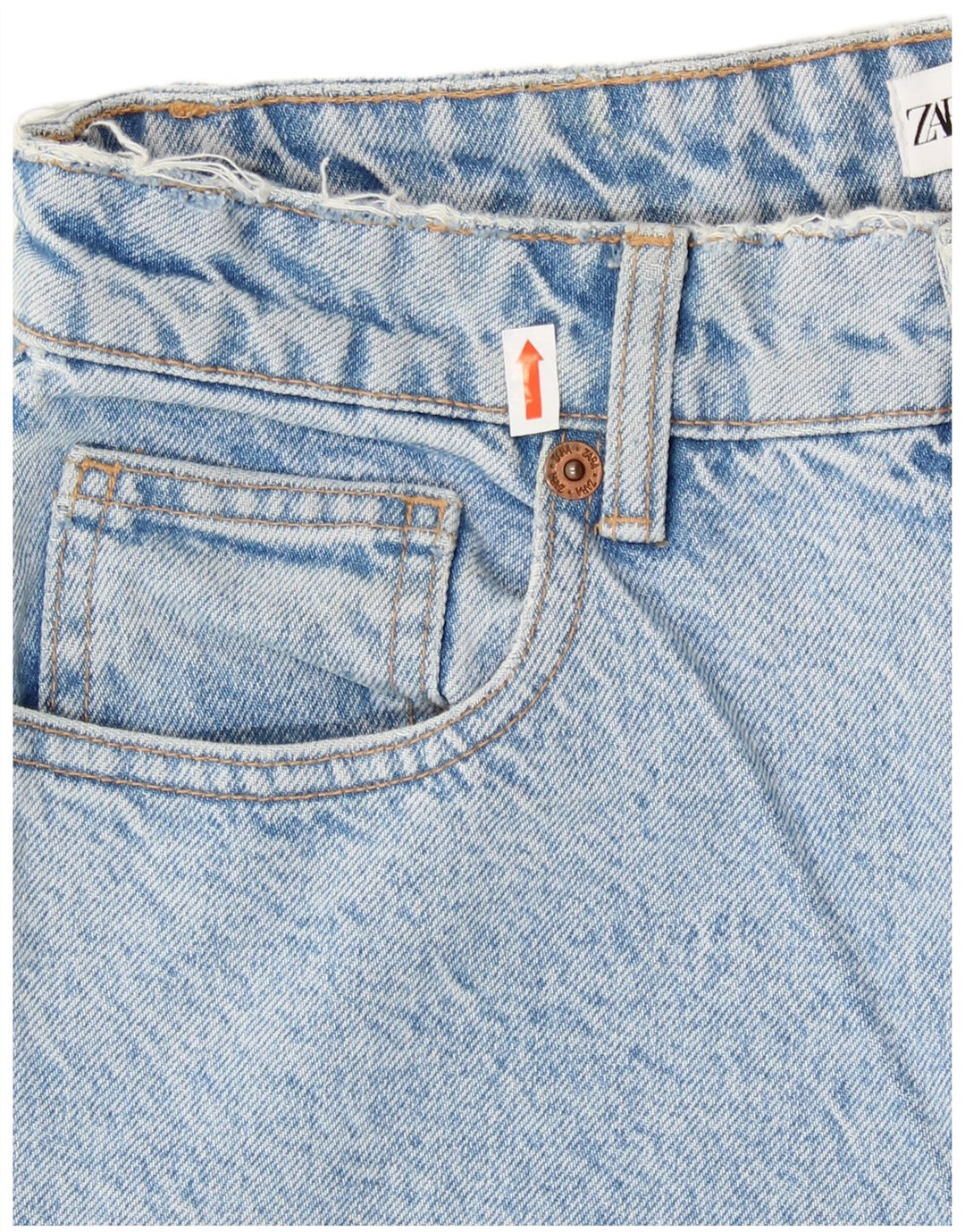 Zara Jeans feminino de cintura alta EU 40 médio W30 L27 algodão azul