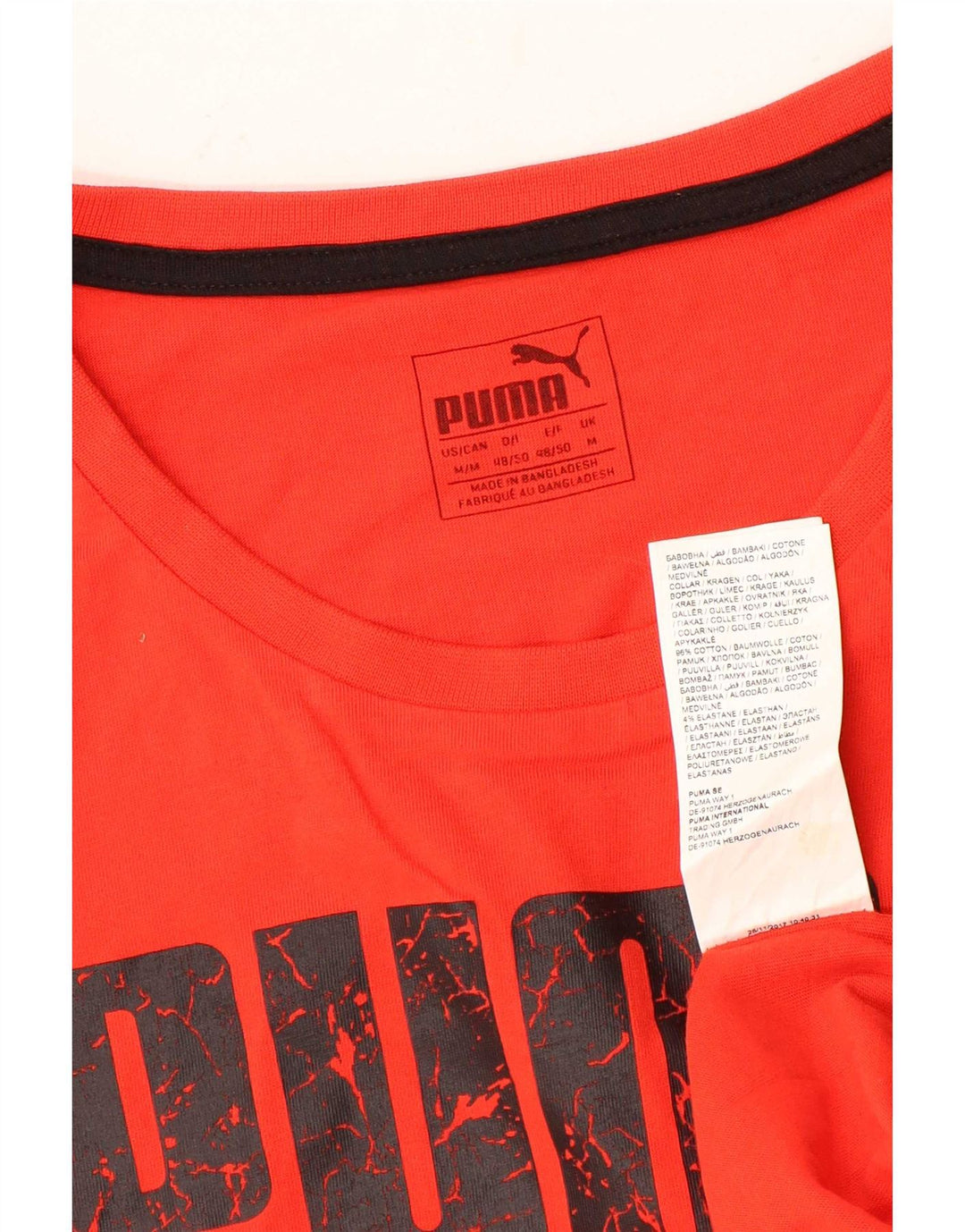 Puma Mens Graphic T-Shirt Top Médio Algodão Vermelho