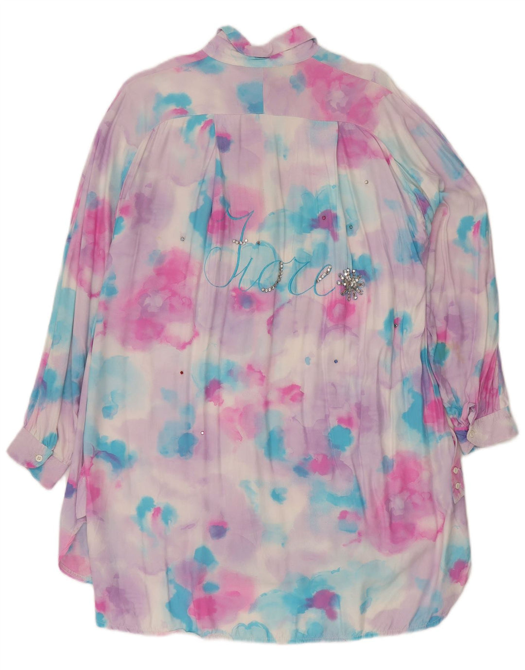 Blusa feminina com palangre FIORE Reino Unido 16 grande tie-dye rosa