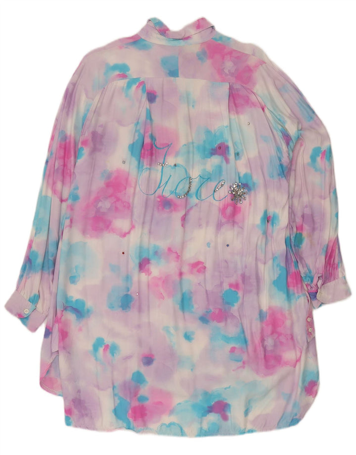 Blusa feminina com palangre FIORE Reino Unido 16 grande tie-dye rosa