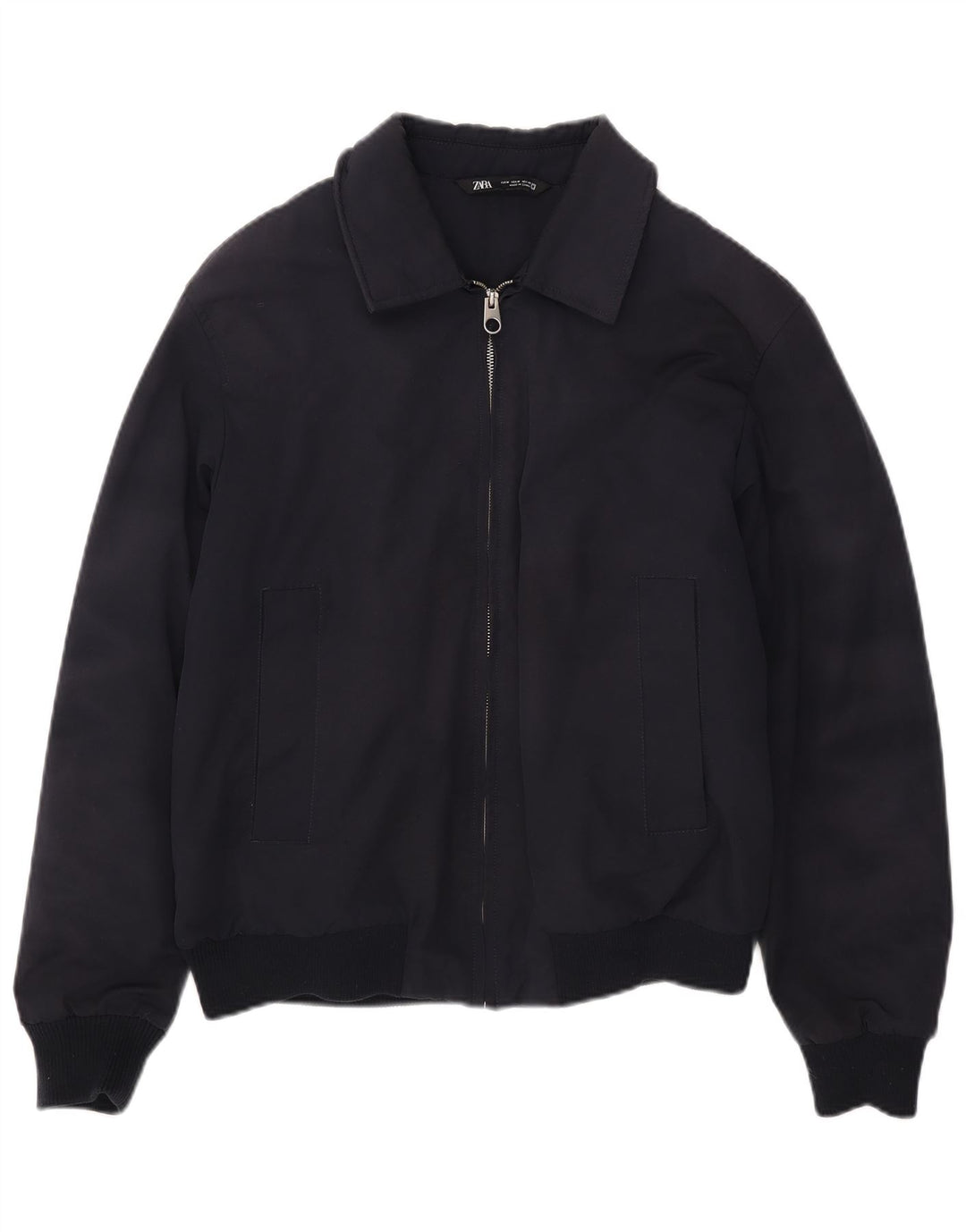 Jaqueta bomber masculina Zara UK 38 poliéster azul marinho médio