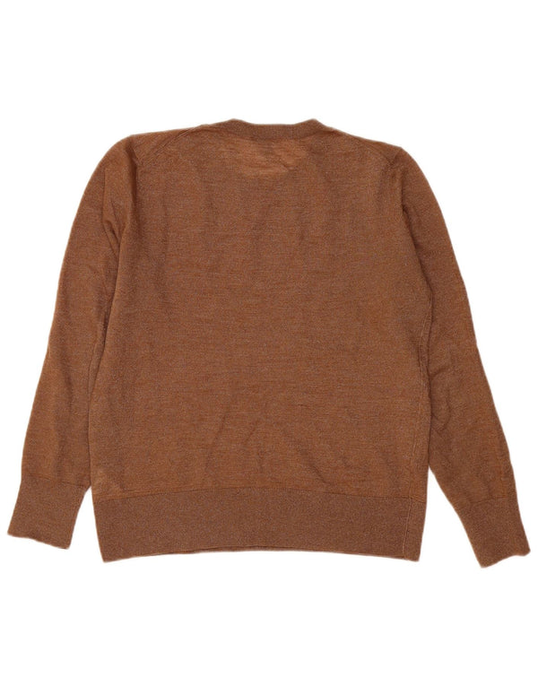 Suéter feminino Cos com gola redonda Reino Unido 14 lã manchada marrom médio