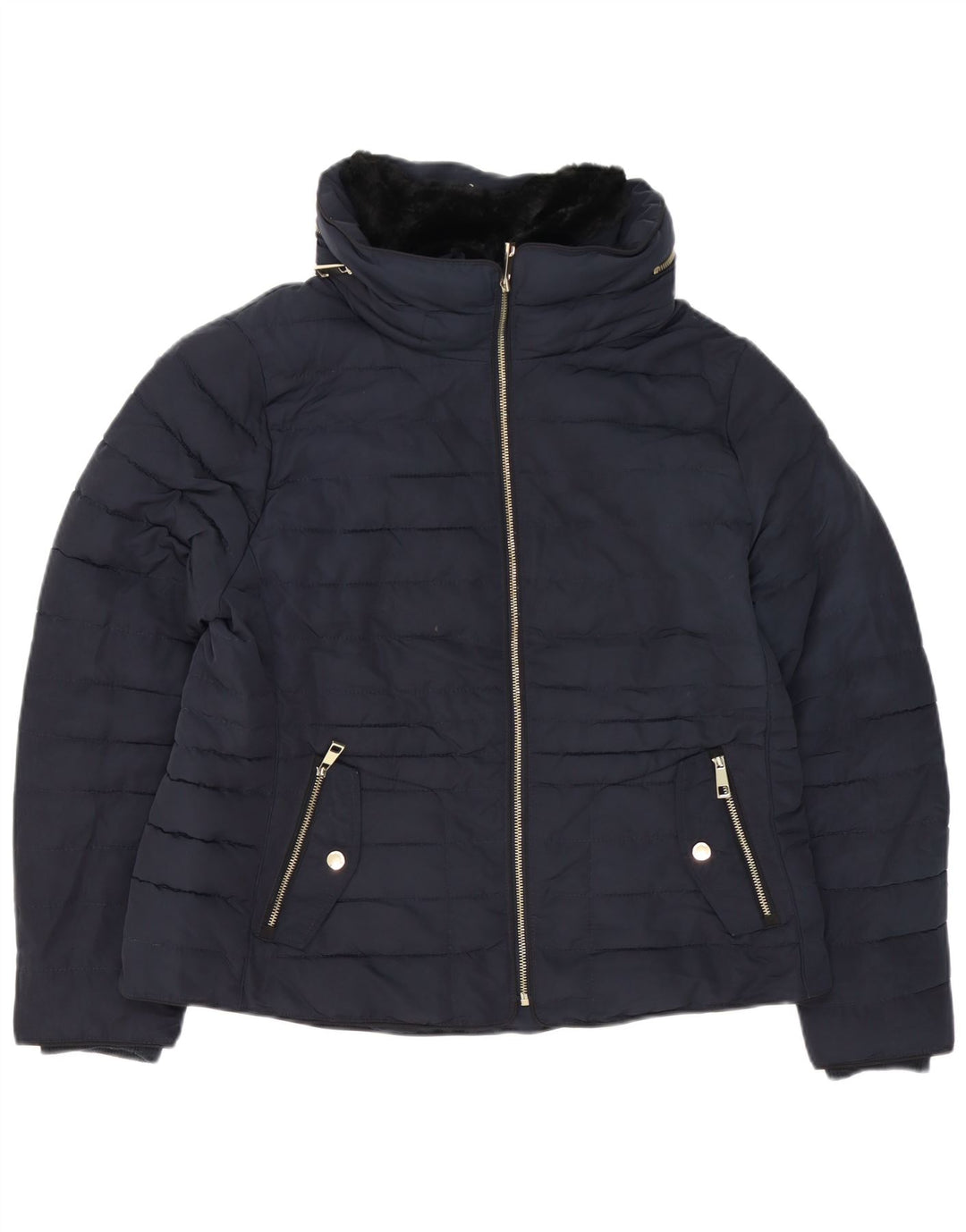 Jaqueta acolchoada feminina Marks & Spencer Reino Unido 18 XL azul marinho poliéster
