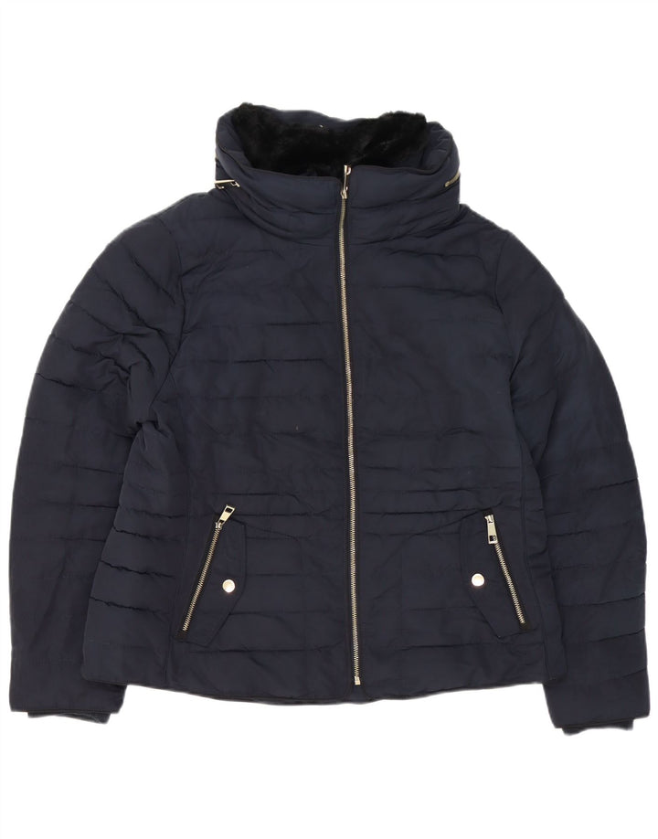 Jaqueta acolchoada feminina Marks & Spencer Reino Unido 18 XL azul marinho poliéster