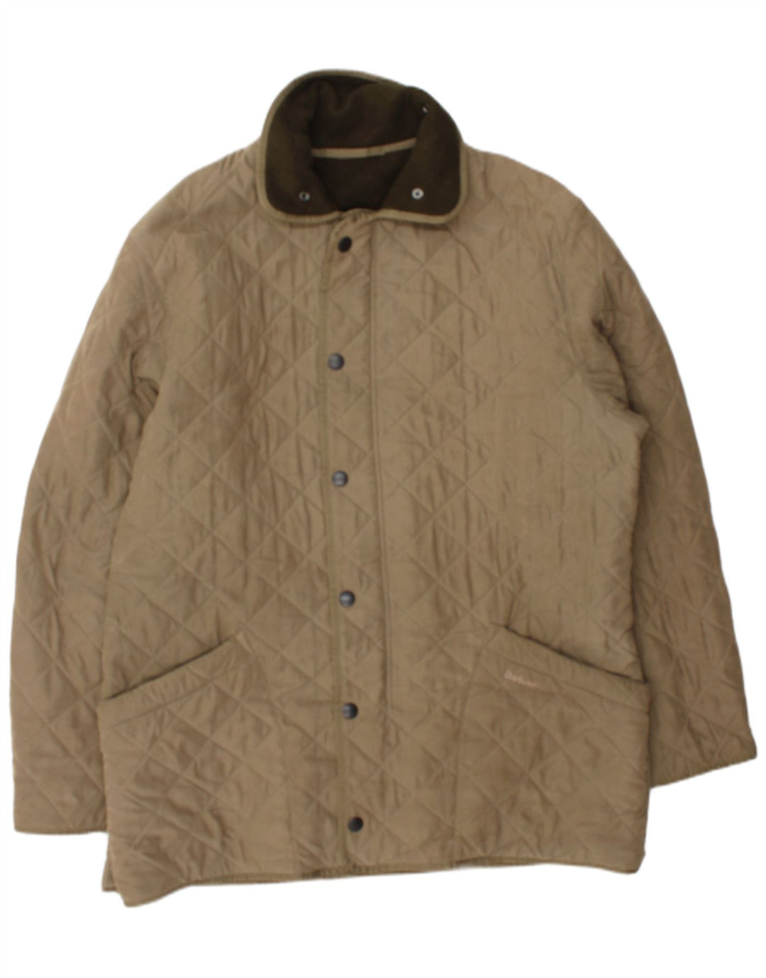 Jaqueta acolchoada masculina Barbour UK 42 XL poliéster bege