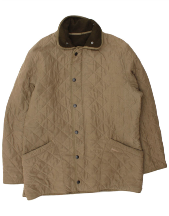 Jaqueta acolchoada masculina Barbour UK 42 XL poliéster bege
