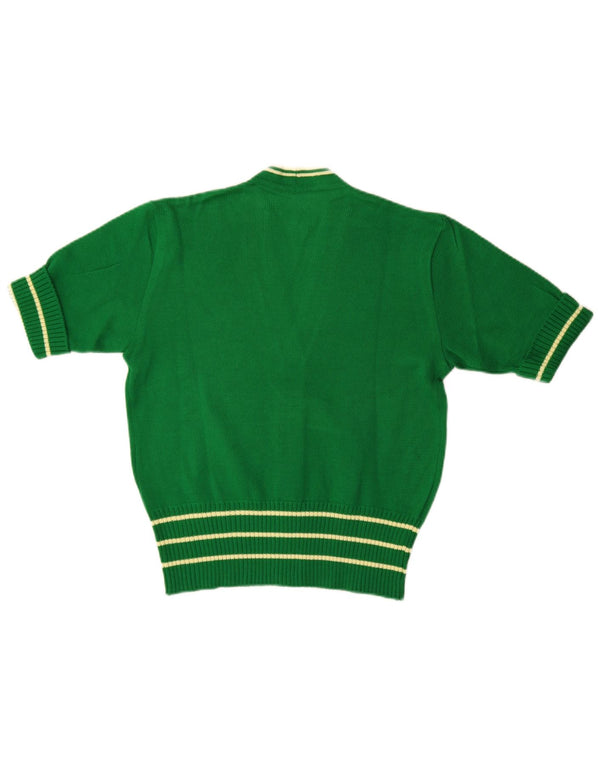 Suéter cardigã feminino vintage de manga curta IT 46 verde grande