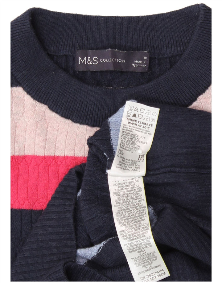Suéter feminino Marks & Spencer com gola redonda Reino Unido 10 pequeno multicolorido