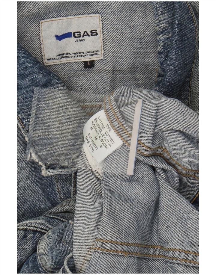 Jaqueta jeans masculina com lavagem ácida GAS UK 40 algodão azul grande