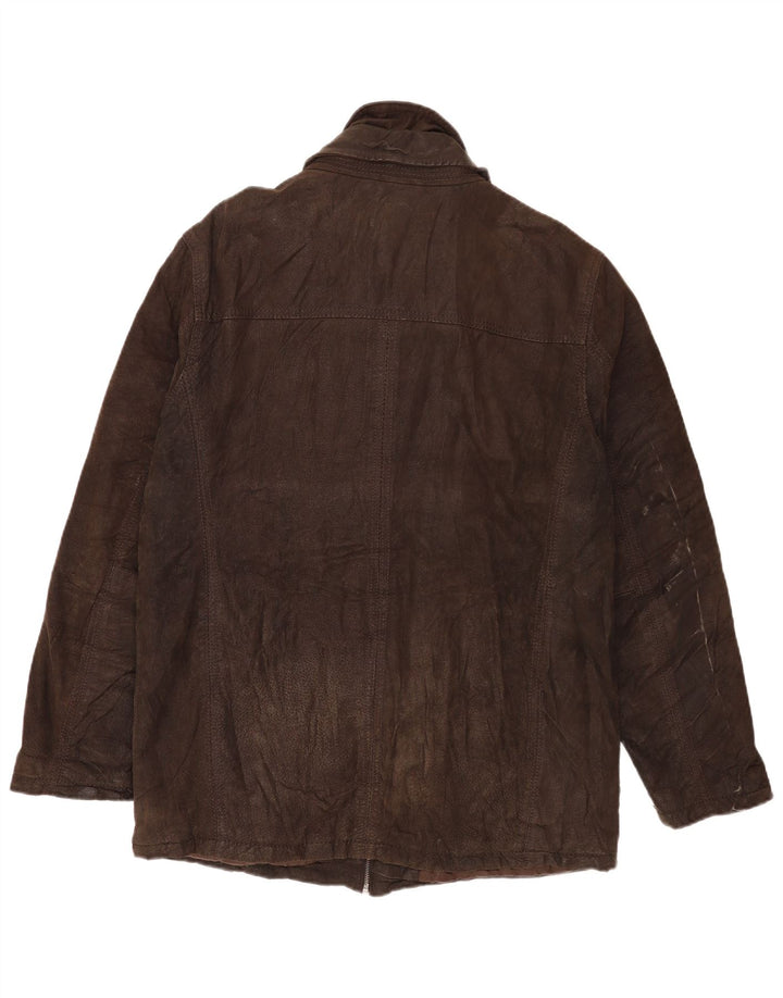 Casaco corta-vento masculino de couro Angelo Litrico Reino Unido 42 XL preto clássico