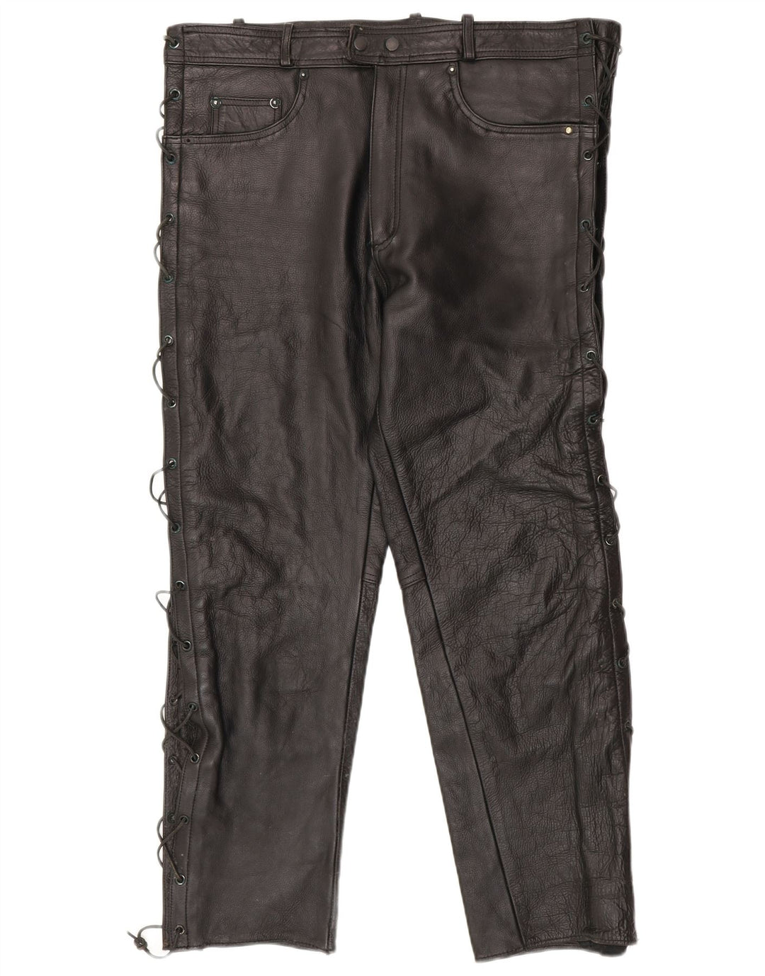 Calça masculina de couro slim American Eagle W36 L30 couro preto