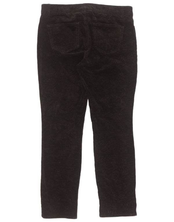 Calça feminina de veludo cotelê feminina Chaps US 12 grande W34 L30 algodão preto