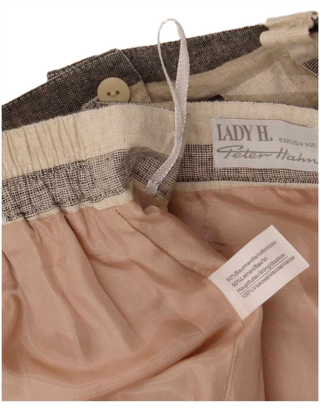 Saia feminina Peter Hahn em linha A IT 42 médio W30 algodão listrado bege