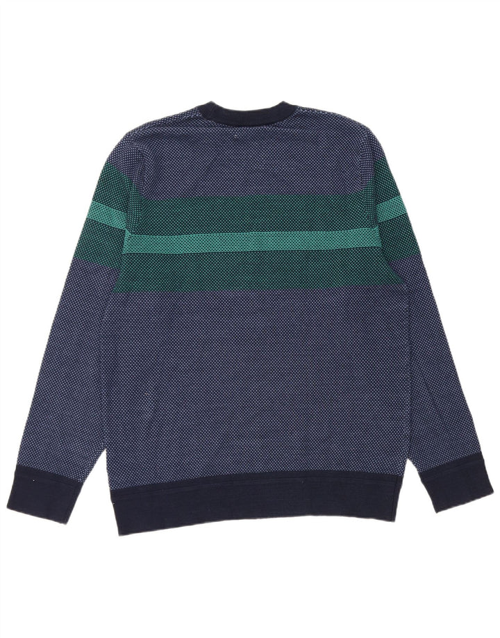 Suéter masculino Marks & Spencer com gola redonda, bloco colorido azul marinho médio