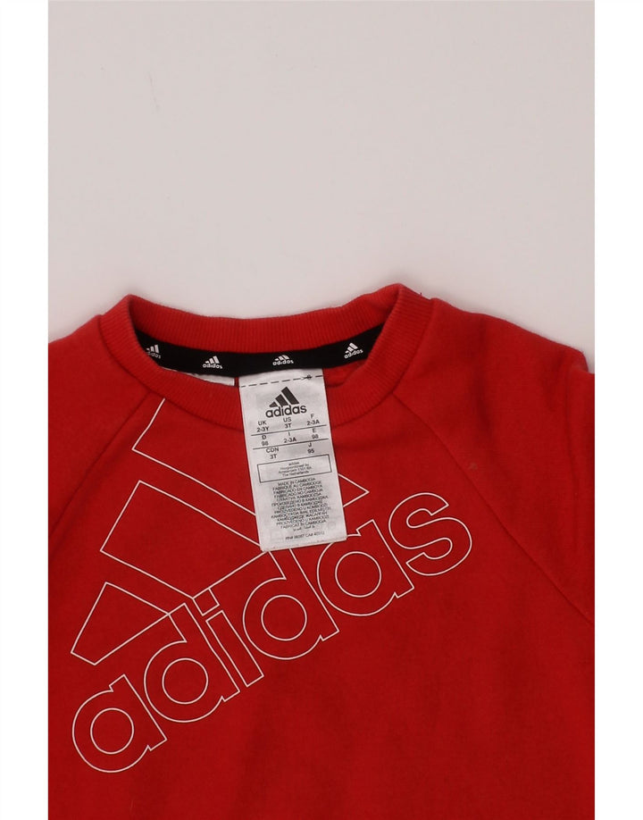 Adidas meninos moletom gráfico jumper 2-3 anos algodão vermelho