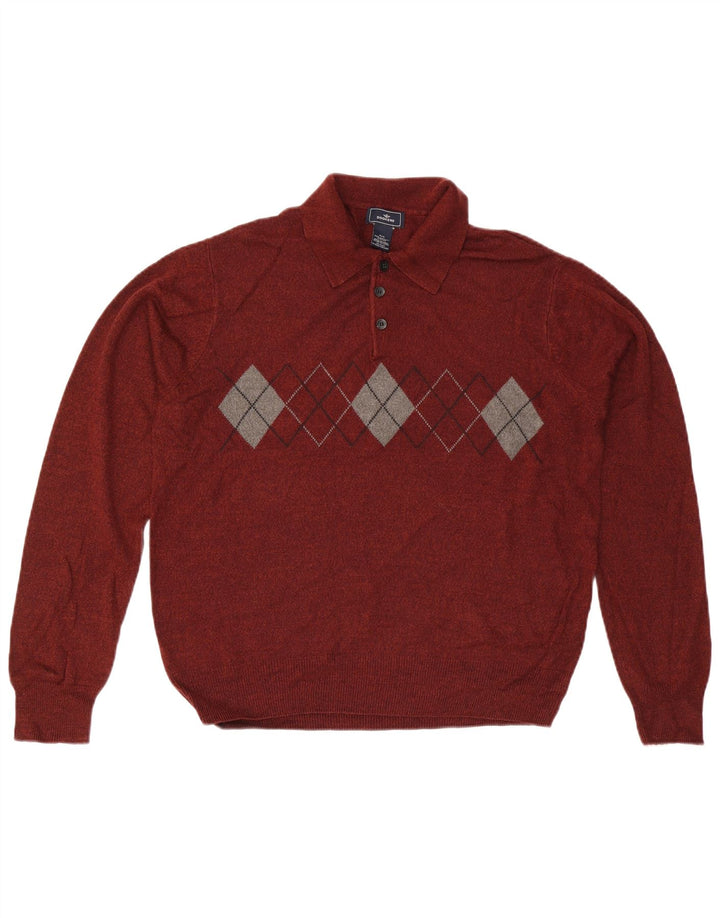 Suéter masculino Dockers com gola polo médio Borgonha Argyle/Diamante