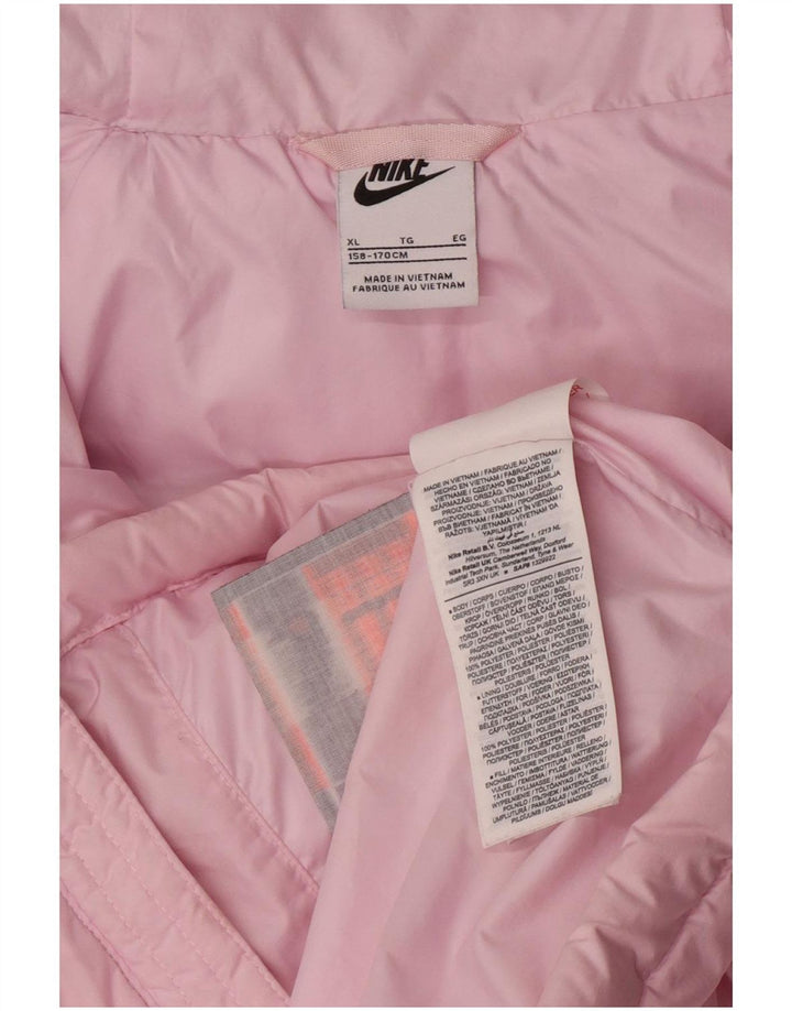 Jaqueta acolchoada com capuz Nike Girls 13-14 anos XL rosa poliéster
