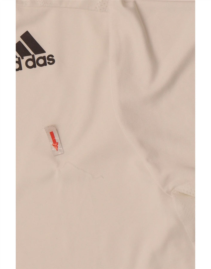 Adidas Mens Camiseta Top Médio Poliéster Branco