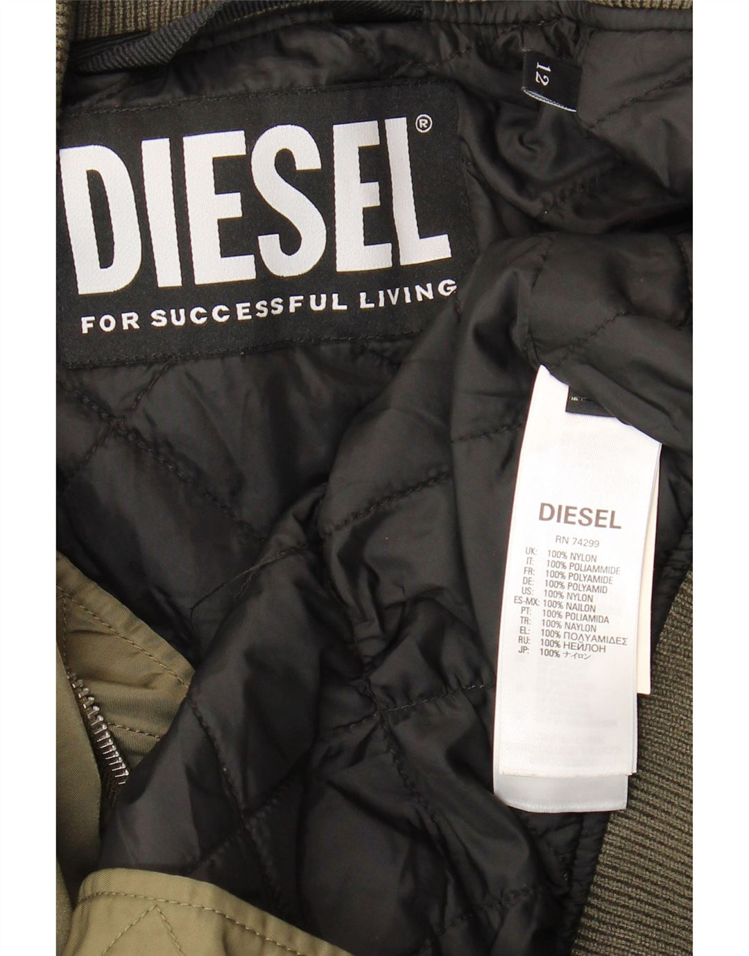 Jaqueta Bomber Feminina Diesel UK 12 Nylon Cáqui Médio