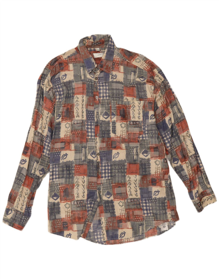 Camisa masculina Canda tamanho 41/42 16 1/2 grande patchwork multicolorido viscose