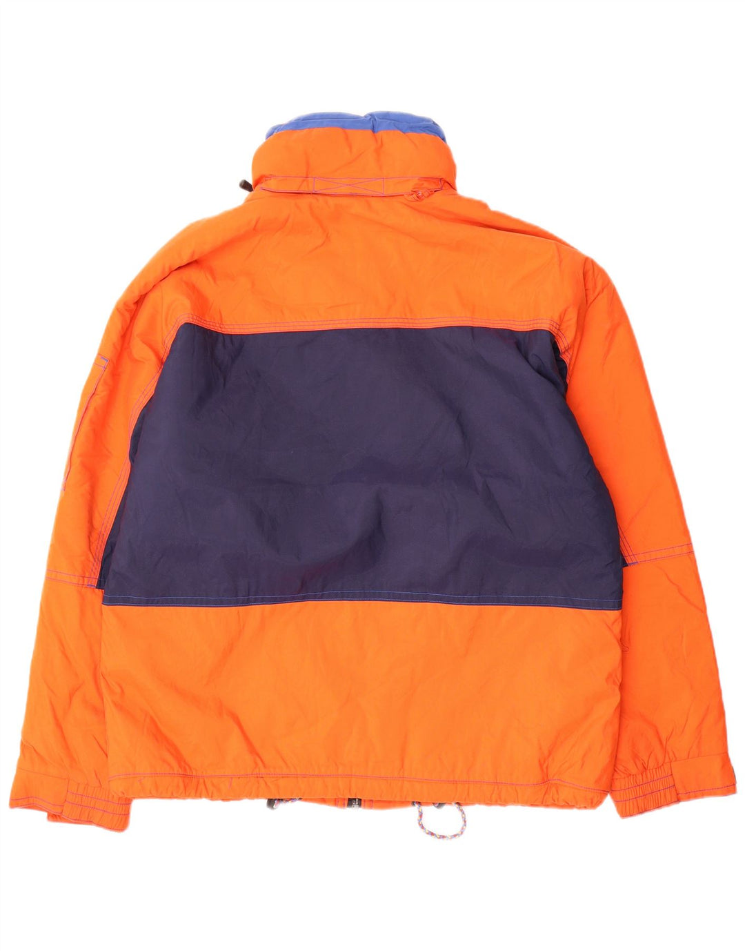 Jaqueta de esqui masculina com capuz Sergio Tacchini UK 40 grande bloco colorido laranja