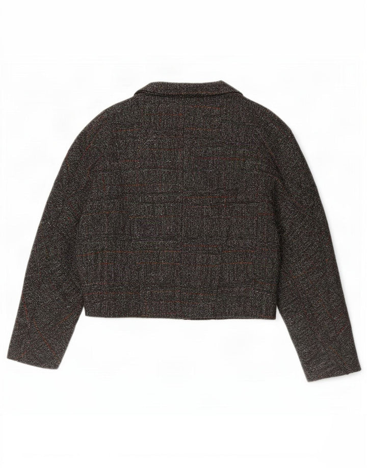Jaqueta blazer feminina Rehli com peito duplo Reino Unido 14 xadrez cinza médio