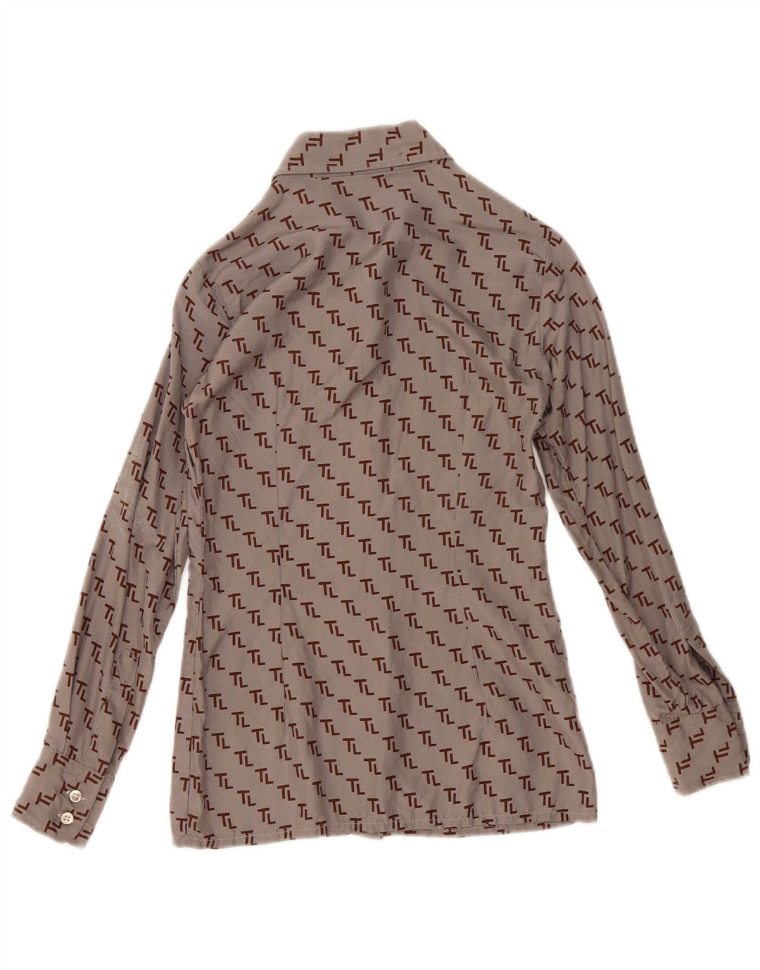 Camisa gráfica feminina vintage UK 12 cinza médio