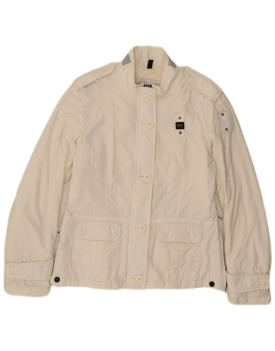 Jaqueta militar feminina BLAUER UK 14 grande poliamida branca