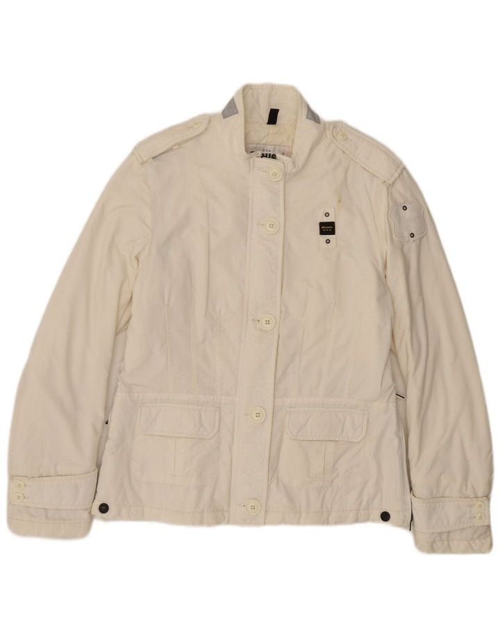 Jaqueta militar feminina BLAUER UK 14 grande poliamida branca