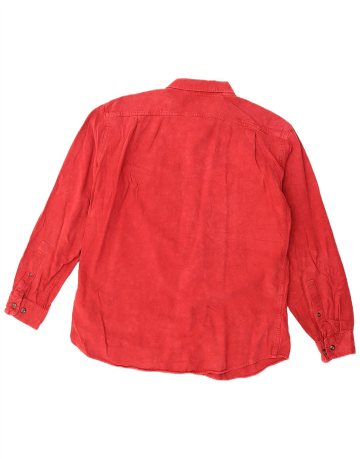 Camisa masculina de flanela Eddie Bauer de algodão vermelho médio