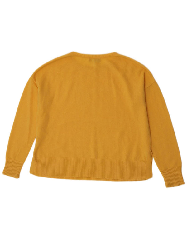 Suéter feminino Hobbs de grandes dimensões com gola canoa Reino Unido 10 caxemira amarela pequena