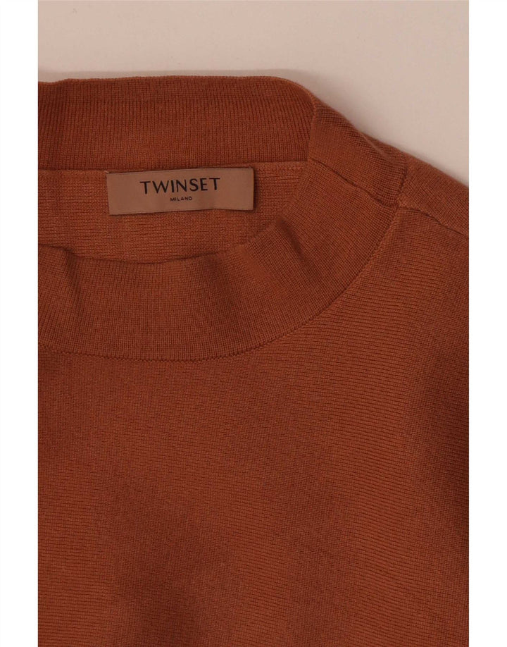 Top feminino Twinset de manga comprida UK 12 marrom médio