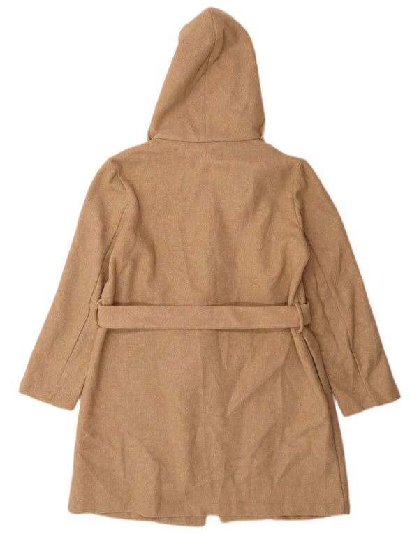 Sobretudo oversized com capuz feminino Zara UK 10 pequeno poliéster bege
