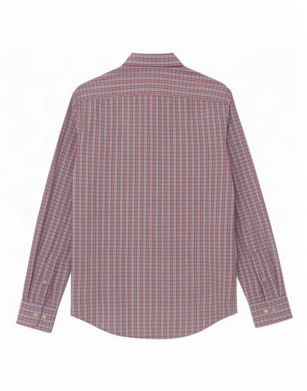 Camisa masculina Carrera pequena xadrez azul algodão