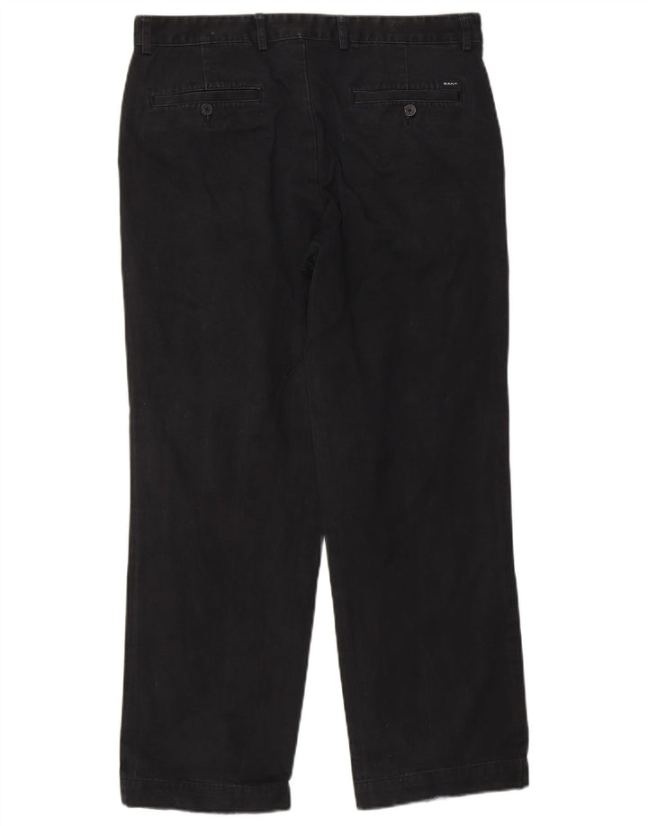 Calça Chino Reta Masculina GANT W35 L30 Algodão Preto Clássico