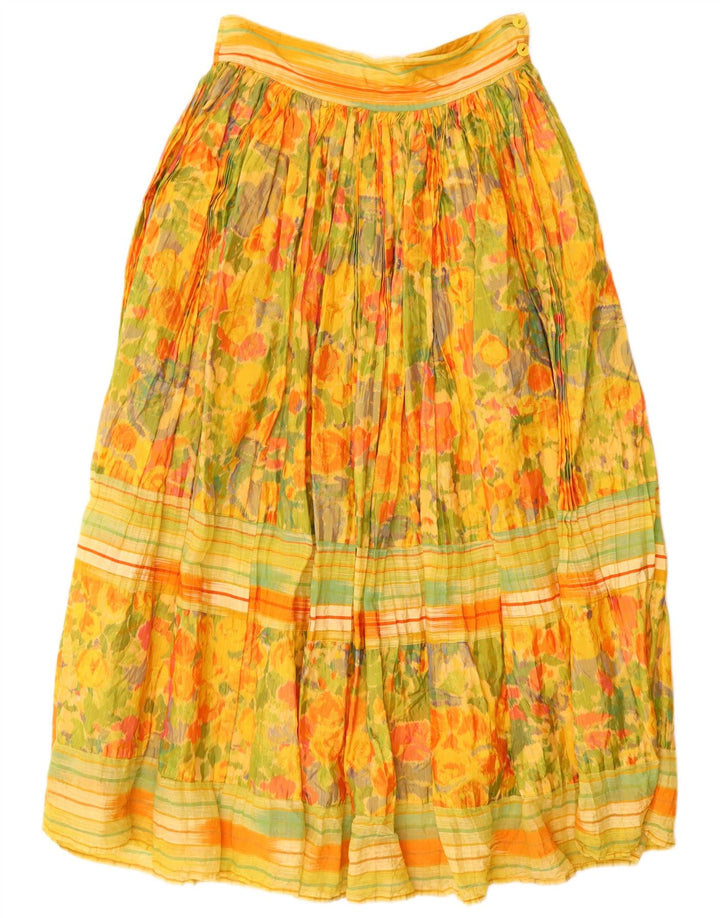 Opções Saia Maxi Flared Feminina IT 44 Médio W28 Viscose Floral Amarela